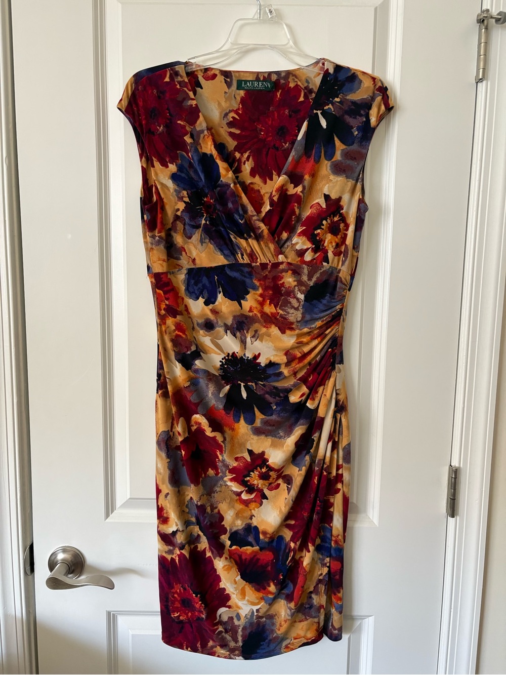 Ralph Lauren Floral Wrap-Style Sheath Dress in Multi-Color